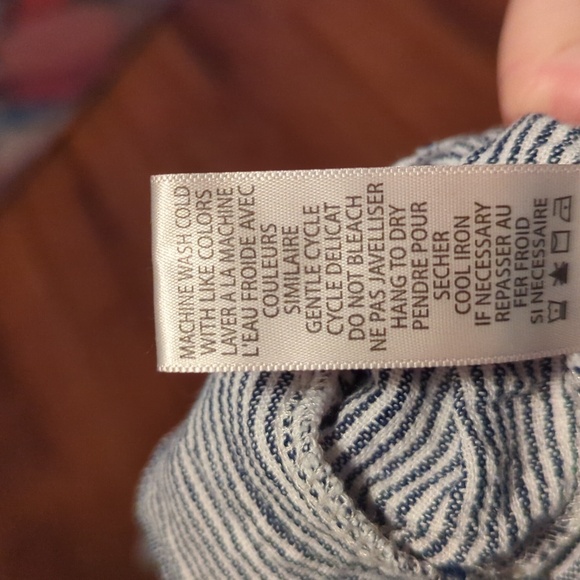 Max Studio Blue + White Striped Linen-Blend Pants Cuffed Belted Women's Size S - Picture 5 of 5